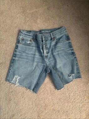 American Eagle Outfitters Light Blue Distressed Denim Jean Shorts